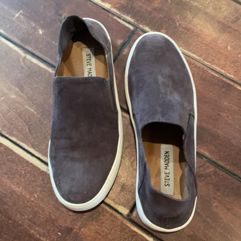 Steve Madden gray suede slip on sneakers